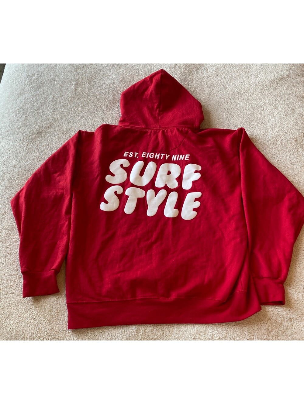 Surf Style Est. Eighty Nine Clearwater Beach FL Red Pullover Hoodie Men's Large